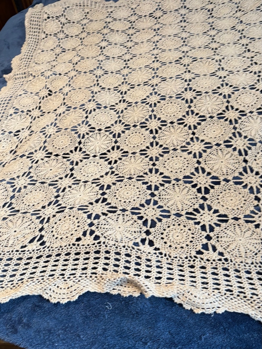 Handmade Crochet Bedspread in Cream - Elegant Home Bedding